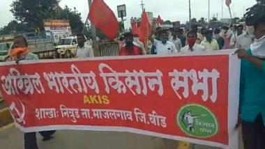 Farm Bill Protest in Maharashtra: Thousands of Farmers on Streets to Protest Against the 'Anti-Farmers' Law Passed by Parliament