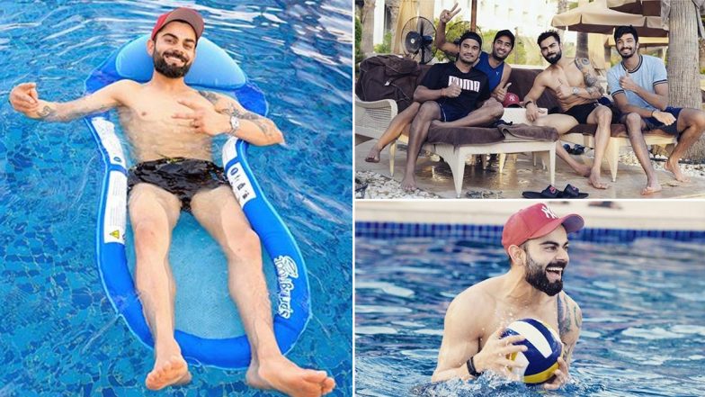 RCB Captain Virat Kohli Enjoys ‘Proper Day at Pool’ With Teammates Ahead of IPL 2020 (View Pics)