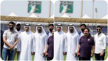 Sourav Ganguly Shares Picture from Sharjah Cricket Stadium Ahead of IPL 2020, Blurs Hoarding of Pakistan Cricketers in the Background (See Pics)