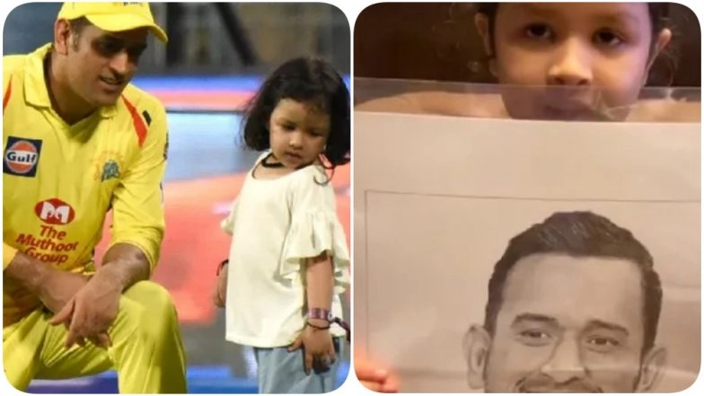 Ziva Dhoni Shares an Adorable Sketch of Papa Mahi Ahead of IPL 2020, Says ‘It’s Mahendra Singh Dhoni’ (Watch Video)
