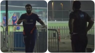 Rohit Sharma Catches Up With Kolkata Knight Riders’ Kuldeep Yadav and Abhishek Nayar, MI Captain Keeps in Mind Social Distancing Norms Ahead of IPL 2020 (Watch Video)