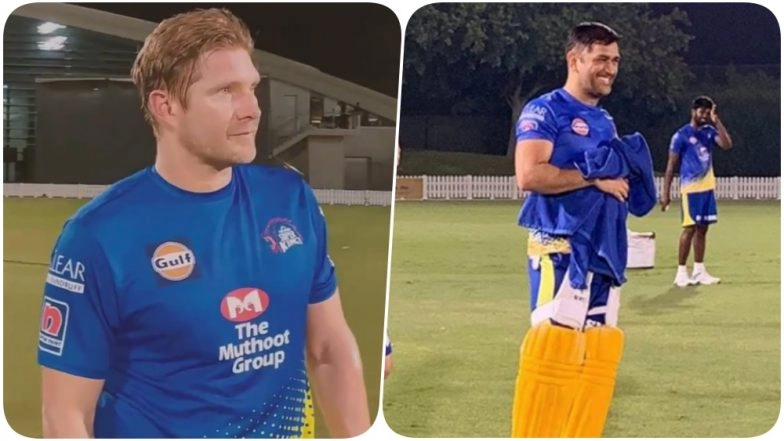 MS Dhoni, Shane Watson Bring Down the Nets With Tall Sixes Ahead of MI vs CSK IPL 2020 Opening Match (Watch Video)