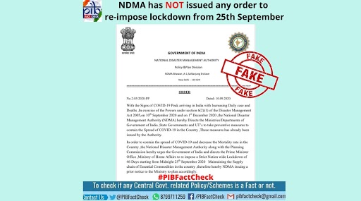 Lockdown in India to Be Reimposed From September 25? PIB Fact Check Reveals Truth Behind Fake Post Quoting NDMA