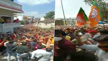 BJP’s Kalash Yatra in Indore: On Day With Highest Single-Day Spike in COVID-19 Cases in City, People Seen Flouting Social Distancing Norms at Event Organised in Support of Tulsi Silawat (Watch Video)