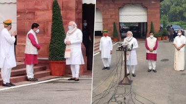 Monsoon Session of Parliament: PM Narendra Modi Addresses Media, Expresses Gratitude to MPs Who Chose to Be on Duty in Distinct Times