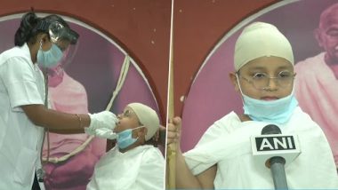 Gujarat Boy, 10-Year-Old, Dresses Up As Mahatma Gandhi for COVID-19 Test in Rajkot, Says India Will Be Healthy Only if People Cooperate; See Pics