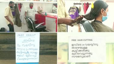 Barber in Kerala’s Kochi Gives Free Haircut to Kids Up to 14 Years Amid COVID-19 Pandemic, Says the Offer Will Continue Until Pandemic Is Over; See Pics