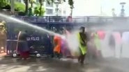 Kerala Police Use Water Cannons to Disperse Protesting BJP Workers in Thiruvananthapuram Demanding KT Jaleel&rsquo;s Resignation (Watch Video)