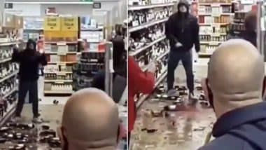 Height of Being a Covidiot! Ireland Man Spotted Smashing Bottles of Wine and Whiskey in Tesco Store After He Was Asked to Wear a Mask, Shocking Footage Goes Viral