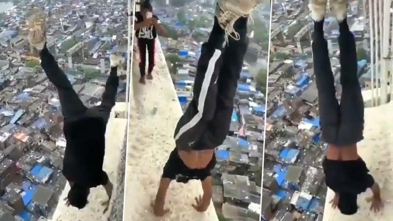Mumbai Man Performs Handstand on Ledge of High-Rise Building, Manhunt Launched After Video Goes Viral