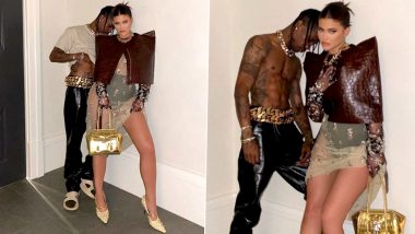 Kylie Jenner Posts Mushy Pictures with Beau Travis Scott But Her Sheer Givenchy Outfit Has Our Attention