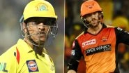 Chennai Super Kings vs Sunrisers Hyderabad, IPL 2020 Toss Report and Playing XI Update: Ambati Rayudu, Dwayne Bravo Come in For CSK As David Warner Elects to Bat First