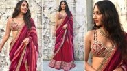 Kiara Advani's Classy Plum Saree For Laxmmi Bomb Promotions Can Be Your Inspiration For Navaratri 2020 Fashion Outing! (View Pics)