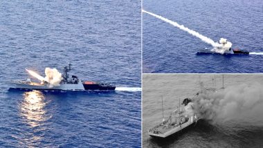 Indian Navy Ship INS Kora Launches Anti-ship Missile With Precise Accuracy, Sinks Targeted Vessel; See Pics & Video