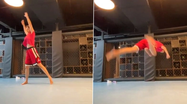 Disha Patani Tries the Acrobatic Butterfly Kick, Leaves Tiger Shroff Impressed (Watch Video)