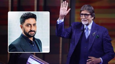 KBC 12: Abhishek Bachchan Shares Father Amitabh Bachchan’s Pic from the Sets of Sony TV Show, Calls His Work Mantra an Inspiration