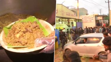 For the Love of Biryani! Hoskote’s Anand Dum Biryani Sees 1.5 km-Long Queue of Customers Waiting to Get Served, Videos and Pics Show Massive Crowd Outside the Famous Joint in Bangalore