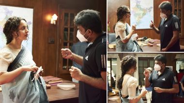 Thalaivi: Kangana Ranaut Shares Pics From The Set, Says It Is It 'Soothing and Comforting' (View Pics)