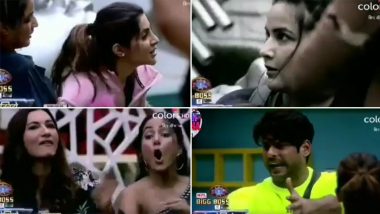 Bigg Boss 14 Preview: Nikki Tamboli and Jasmin Bhasin Engage in Kushti, Hina Khan and Sidharth Shukla Get Into A Fight (Watch Video)