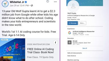 Who Is Wolf Gupta? Byju’s WhiteHat Jr Latest Marketing Gimmick Is Making Netizens Furious, Here’s What We Know So Far About the 'Fictitious' Kid Apparently Working As AI Researcher at Google