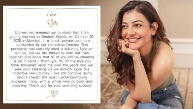 It’s Official! Kajal Aggarwal and Gautam Kitchlu to Tie the Knot on October 30 in Mumbai