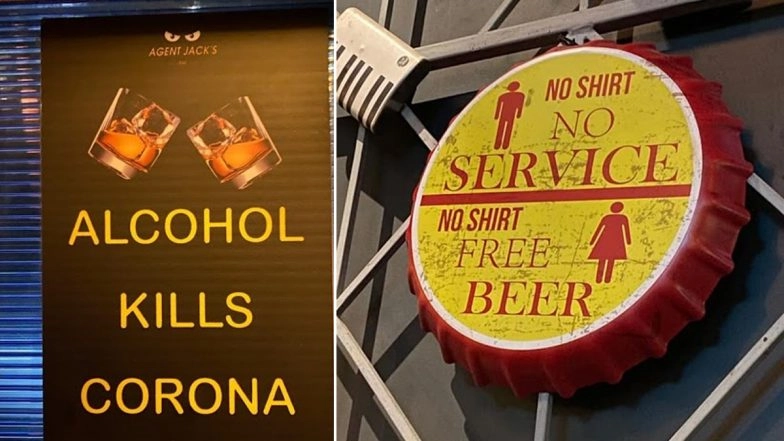 Agent Jack's Bar at Palm Beach Mall, Vashi Puts Up Decor 'No Shirt Free Beer' for Women
