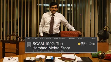 SCAM 1992: The Harshad Mehta Story Is Currently #1 Show In The World With 9.6 IMDb Rating; Hansal Mehta Show Dethrones Breaking Bad and Chernobyl to Take the Top Spot
