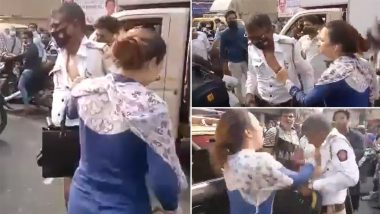 Mumbai: Woman Assaults Traffic Police Official in Kalbadevi After Being Stopped for Not Wearing Helmet (Watch Video)