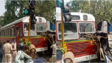 Mumbai: BEST Bus Driver Suffers Heart Attack, Vehicle Rams into Signal Post Near Chembur; All Passengers Safe