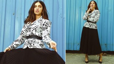 Bhumi Pednekar Is Sustainable Monochrome Chic, Styles a Vintage 80s Jacket With a Pleated Skirt!