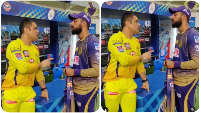 MS Dhoni’s Conversation With Varun Chakravarthy After CSK vs KKR, IPL 2020 Goes Viral on Social Media, Check Out Video