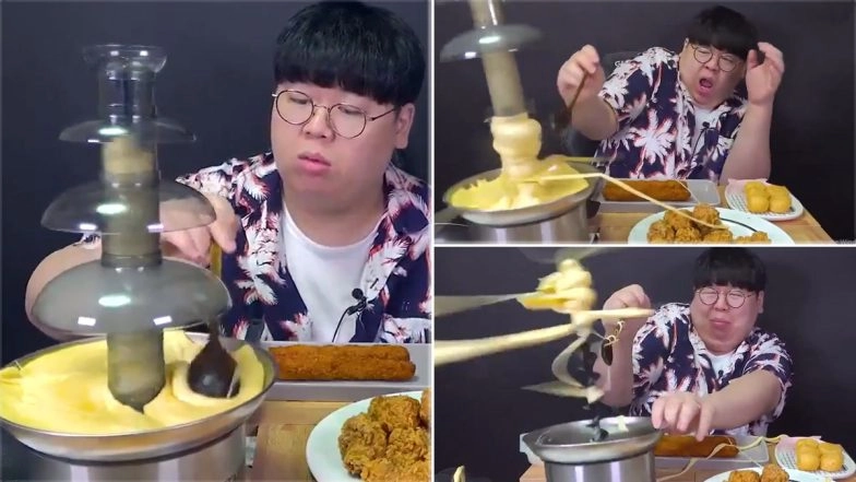 YouTuber's Cheese in Chocolate Fountain Machine Mukbang Viral Video Gets Funniest Reactions Online