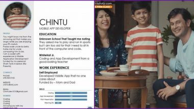Chintu From WhiteHat Jr Coding Ad Gets His Own Mobile App Developer Resume and Its Funnily Apt! (Check Hilarious Meme)