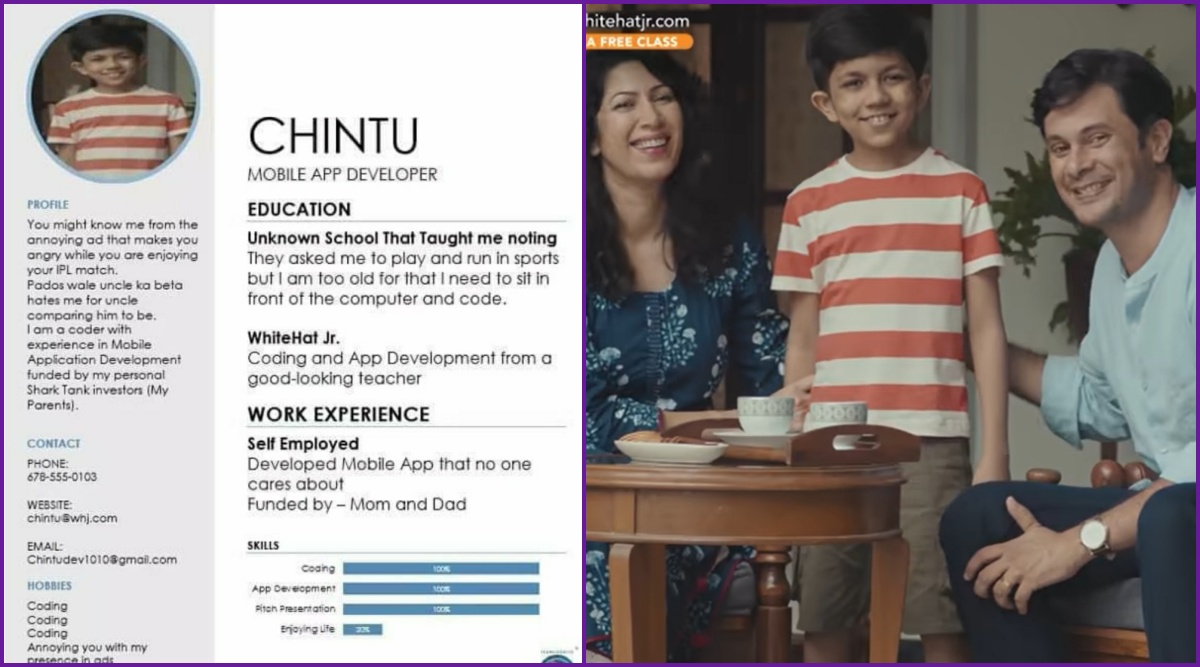 Viral News | Chintu From WhiteHat Jr Coding Ad Gets His Own Mobile App  Developer Resume, Check Funny Meme | 👍 LatestLY