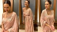 Esha Gupta Weaves a Graceful Pale Pink Six Yards of Style Story!
