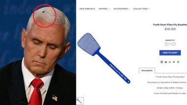 Fly on Mike Pence’s Head During VP Debate With Kamala Harris Garners Funny Reactions on Twitter, Soon Joe Biden Campaign Launches Fly Swatter!
