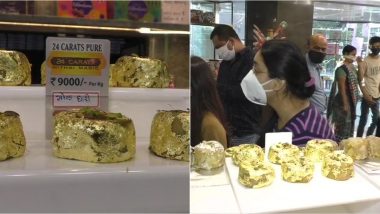 Chandi Padvo 2020: Surat Shop Presents Special Sweet ‘Gold Ghari’ for Rs 9000 per Kg During Chandani Padva (See Pictures)