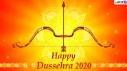 Dussehra 2020 HD Images & Wallpapers for Free Download Online: Wish Happy Vijayadashami With Ravan Dahan WhatsApp Stickers, GIF Greetings and Facebook Messages