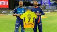 MS Dhoni Gifts His Jersey to Hardik & Krunal Pandya After CSK vs MI Clash in IPL 2020 (View Pic)