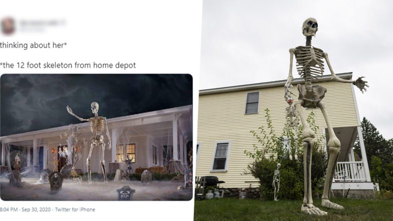 12-Foot Home Depot Skeleton Pics and Funny Memes Float Online as People Are Obsessed With The Giant Skeletal Decorations For Halloween 2020