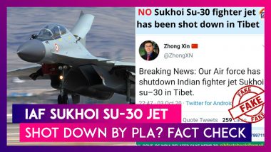 IAF Sukhoi Su-30 Fighter Jet Was Not Shot Down By China's PLA In Tibet; PIB Busts Fake News, Says, ‘No Such Incident Has Taken Place’