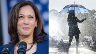 Kamala Harris Dances in the Rain Holding Umbrella at Florida Campaign And Twitterati is in Love With Her Free Spirit (See Pictures And Video)