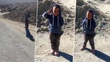 Little Kid's Enthusiastic Salute to Soldiers in Leh Will Make You Beam With Pride and Say 'Jai Hind!' (Watch Cute Video)