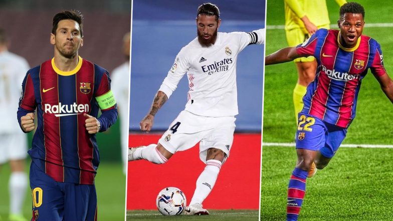 Barcelona vs Real Madrid, El Clasico 2020–21 Key Players: Lionel Messi, Sergio Ramos, Ansu Fati and Other Players to Watch Out for in BAR vs RM La Liga Football Match