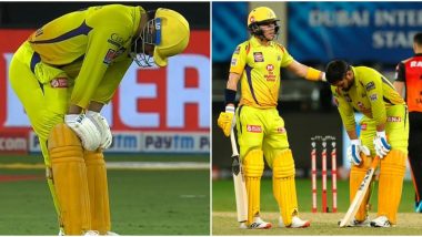 MS Dhoni Struggles During Chennai Super Kings’ 7-Run Loss to Sunrisers Hyderabad in IPL 2020, Heartbroken Fans React With Sad GIFs and Images After Watching Their Hero Grapple With Tough Conditions