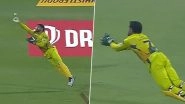 MS Dhoni Defies Age, Pulls Off Sensational Diving Catch to Dismiss Shivam Mavi During KKR vs CSK IPL 2020 Match