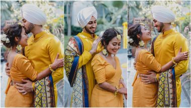 Neha Kakkar and Rohanpreet Singh's Haldi Ceremony: Bright and Sunny, the Duo Looks Radiant in their Yellow Outfits (View Pics)