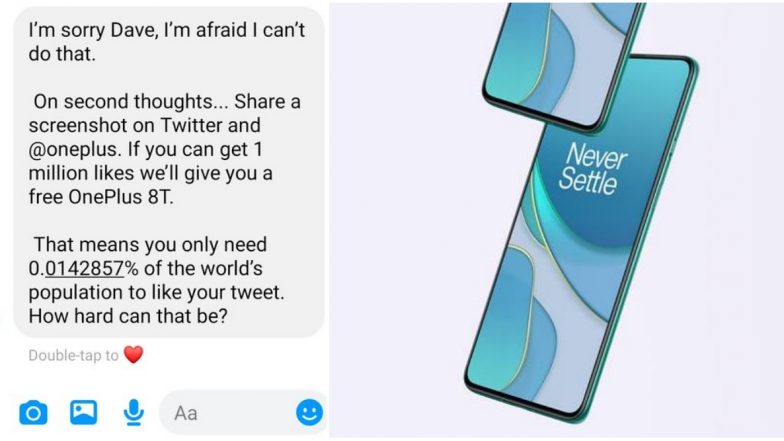 Free OnePlus 8T For 1 Million Likes! Company Promises Twitter User Latest Smartphone Free if His Tweet Gets Desired Number of Likes, But Not Everyone's Impressed