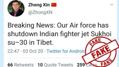 IAF Sukhoi Su-30 Fighter Jet Was Not Shot Down by China's PLA in Tibet; PIB Debunks Fake News