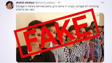 Fact Check: Girls Wearing Lungi in Viral Photo Not Because of Jeans Ban in Kerala College, Know The Truth As False Claim Goes Viral